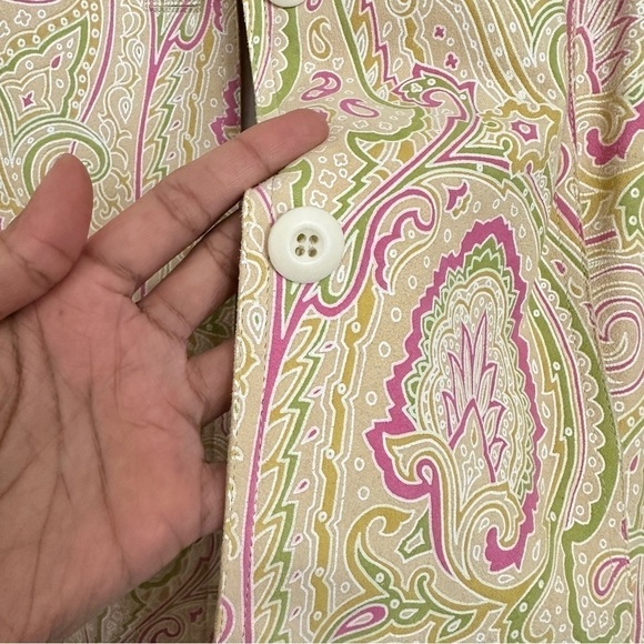 Vintage 90s Eccoci Women’s Cream Pink Paisley Print Suede Blazer Jacket sz 10 - Picture 8 of 14